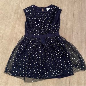 Crewcuts navy blue tulle dress with gold stars